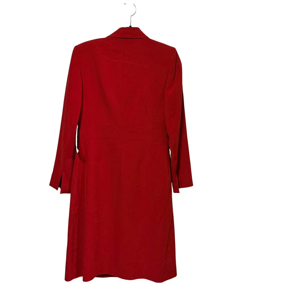 Kasper Womens Red 2 Piece Skirt Suit Set Longline Blazer Pencil Skirt Size 4 NWT